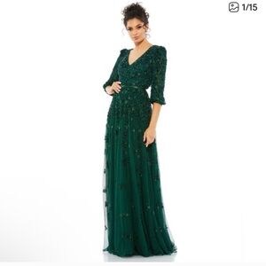 Mac Duggal Emerald Long Sleeve Gown